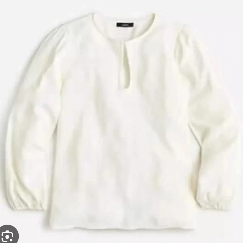 J.Crew NWT Puff-Sleeve Satin-Back Crepe Top - Ivory Size PXS